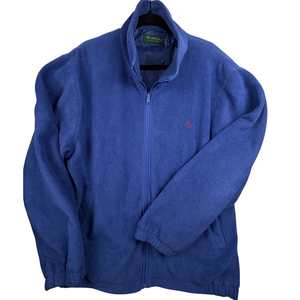 McGregor Mens Full Zip Fleece Jacket Blue Mock Neck Outdoor L